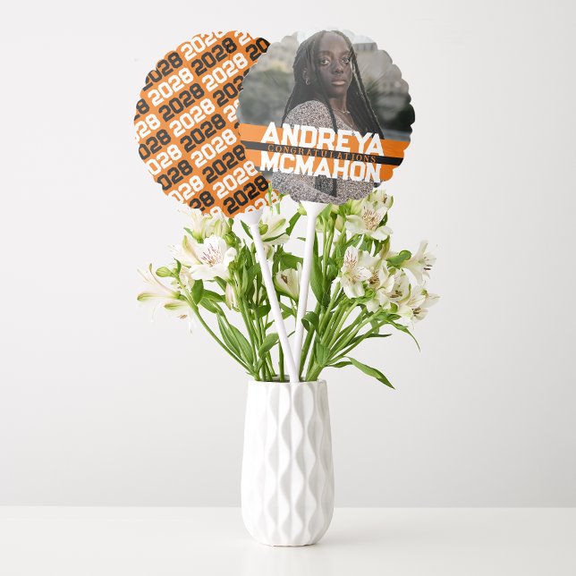 Orange & Black Graduation Photo Centerpiece Balloon (Creator Uploaded)