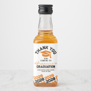 Orange & Black Graduation Thank You Mini Liquor Bottle Label
