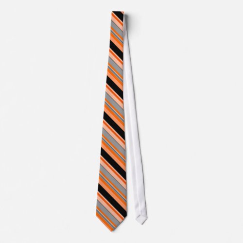 Orange Black Gray Striped Tie