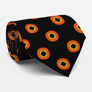 Orange Black Green Circular Pattern Neck Tie
