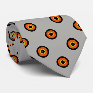 Orange Black Green Circular Pattern Neck Tie