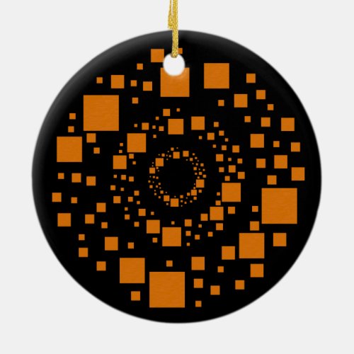 Orange black grey squares circles Halloween spooky Ceramic Ornament