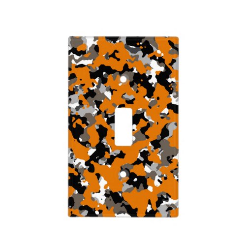 Orange Black Grey Tan Camouflage Camo Print Light Switch Cover