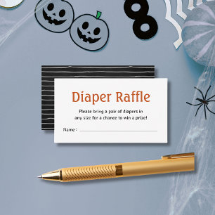 Orange Black Halloween Baby Shower Diaper Raffle Enclosure Card