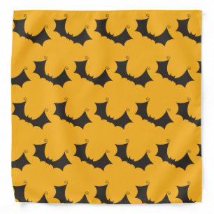 Orange Black Halloween Bat Pattern Costume Bandana