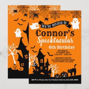 Orange & Black Halloween Birthday Invitation