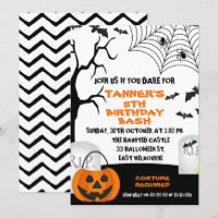 Orange Black Halloween Birthday Invitation