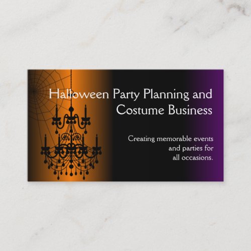 OrangeBlack Halloween Chandelier Business Card