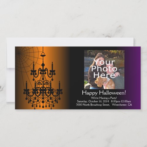 OrangeBlack Halloween Chandelier Holiday Card