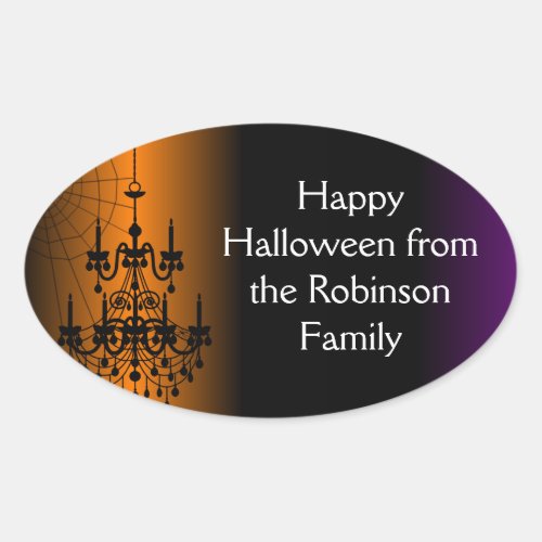 OrangeBlack Halloween Chandelier Oval Sticker