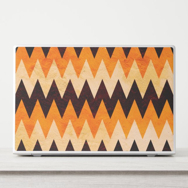 Orange-Black Halloween Chevron Background HP Laptop Skin (Front)