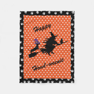 Orange & Black Halloween Dachshund Fleece Blanket