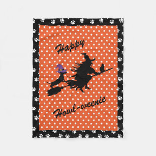 Orange & Black Halloween Dachshund Fleece Blanket