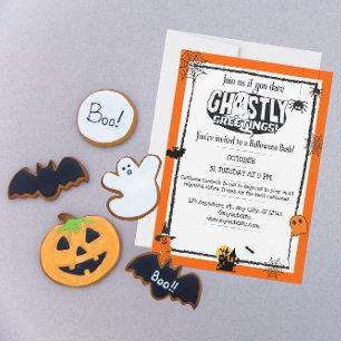 Orange Black Halloween Ghostly Greeting Invitation