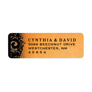 Orange & Black Halloween Lace Wedding Address Label