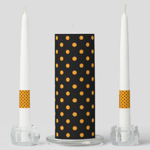 ORANGE & BLACK HALLOWEEN POLKA DOTS UNITY CANDLE SET