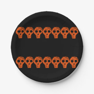 Orange Black Halloween Skulls 4Luke Paper Plates