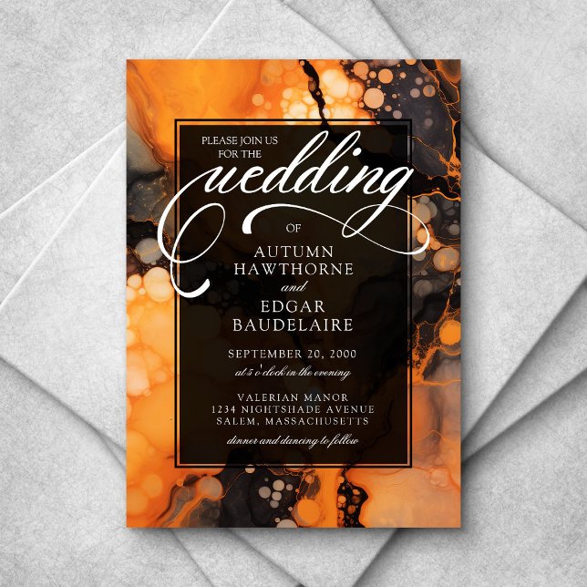Orange Black Halloween Wedding Invitation (Creator Uploaded)