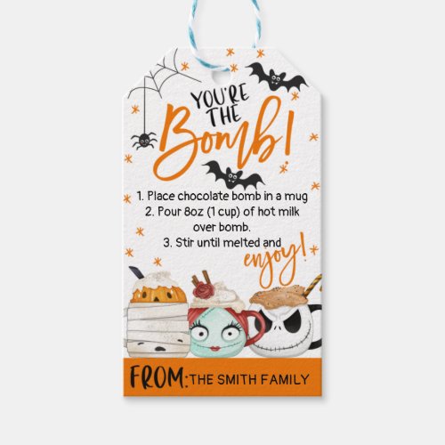 Orange Black Halloween Your the Bomb Hot Chocolate Gift Tags
