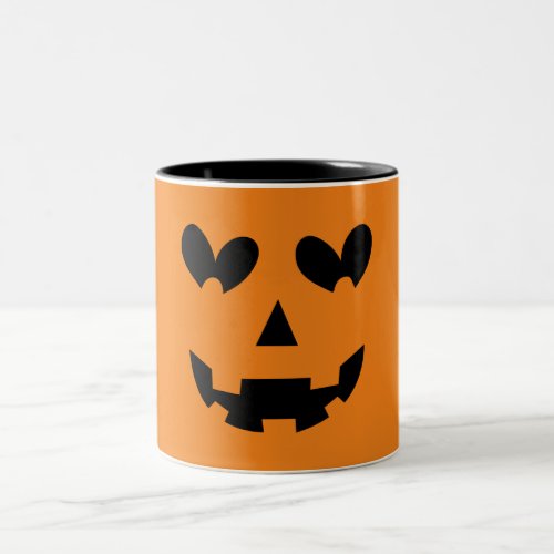 Orange  Black Happy Heart Pumpkin Halloween  Two_Tone Coffee Mug