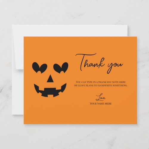 Orange  Black Happy Heart Pumpkin Thank You Invitation