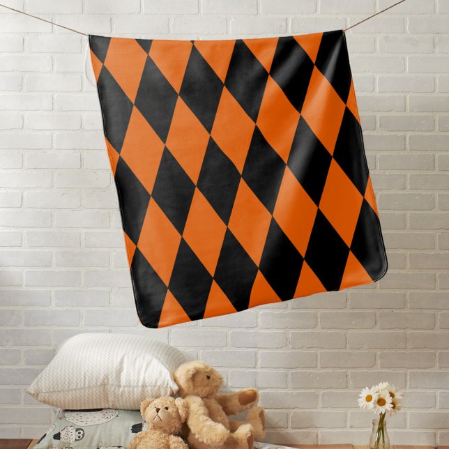 Orange Black Harlequin Diamonds Checkers Design  Baby Blanket (Creator Uploaded)