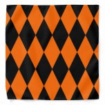 Orange Black Harlequin Diamonds Checkers Design  Bandana