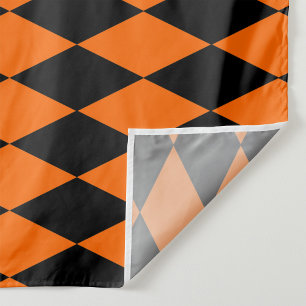 Orange Black Harlequin Diamonds Checkers Design  Fabric