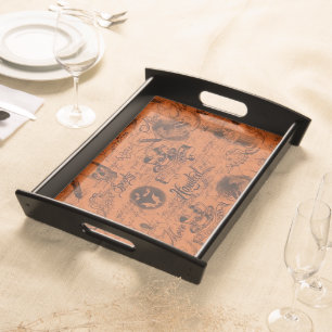 Orange & Black Haunted Halloween Serving Tray