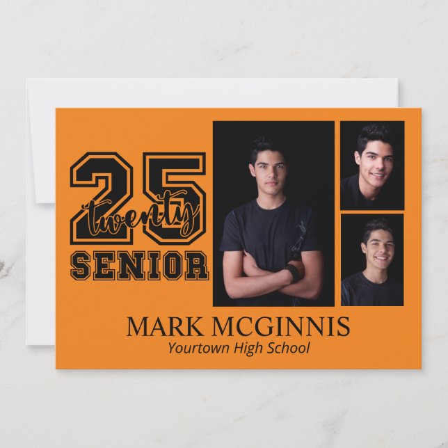 Orange Black High School Class 2025 Graduation Invitation (Front)