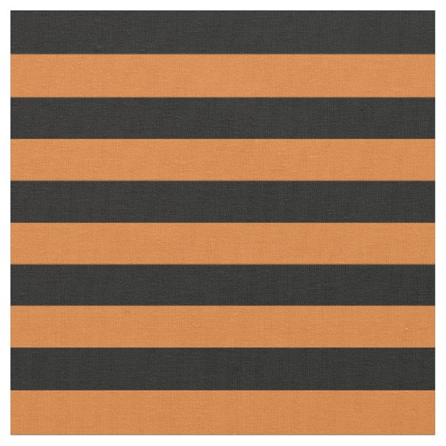 Orange Black Horizontal Stripes Half Inch Size Fabric (Close Up)