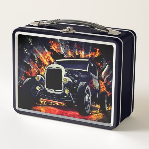 Orange  Black Hot Rod Lunchbox