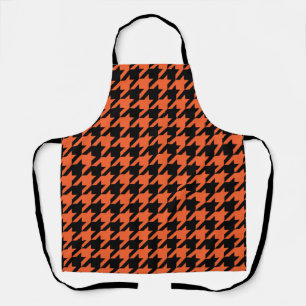 Orange Black Houndstooth Check Apron