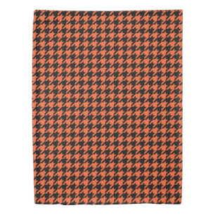 Orange Black Houndstooth Check Duvet Cover