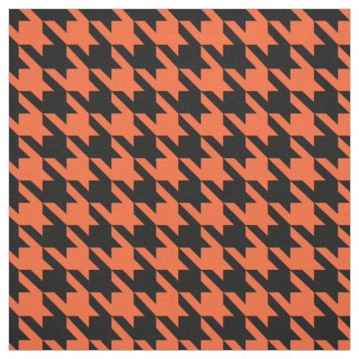 Orange Black Houndstooth Check Fabric