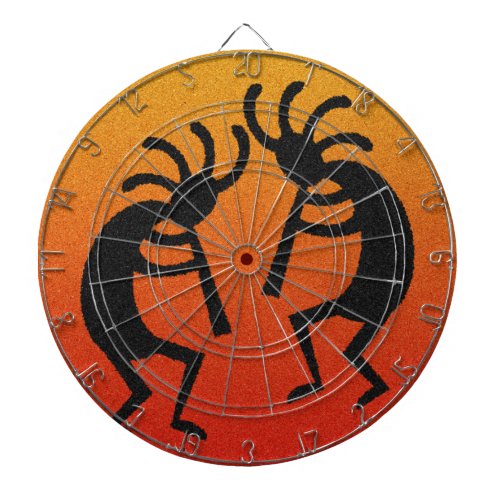 Orange Black Kokopelli Dartboard With Darts