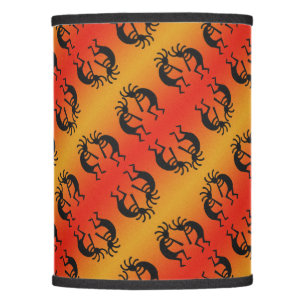 Orange Black Kokopelli Southwest Pattern Lamp Shade