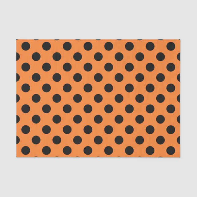 Orange & Black Large Polka Dot Tissue Paper (Front)