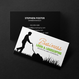 Orange Black Lawncare Landscaping Lawn Mowing Business Card
