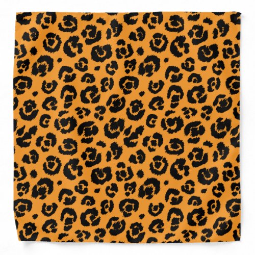 Orange Black Leopard Print Bandana