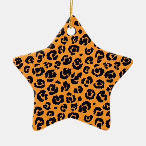 Orange Black Leopard Print Ceramic Ornament