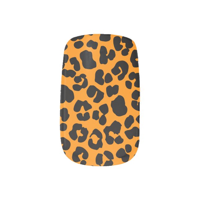 Orange Black Leopard Print Halloween Minx Nail Art (Left Thumb)