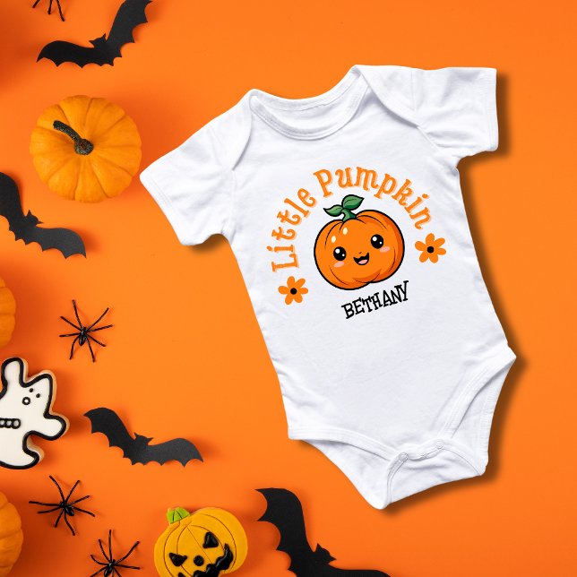 Orange & Black Little Pumpkin Halloween Girl  Baby Bodysuit (Creator Uploaded)