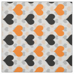 Orange  Black Love Hearts White Fabric