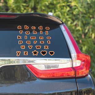 Orange Black Lower Case Text Letters Alphabet Sticker