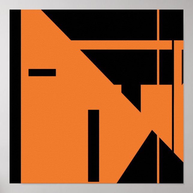 Orange Black MCM-like Geometric Abstract Design Poster (Front)