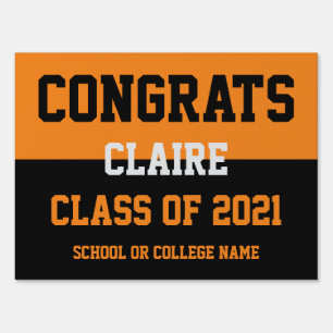 Orange & Black Minimalist Graduation Sign