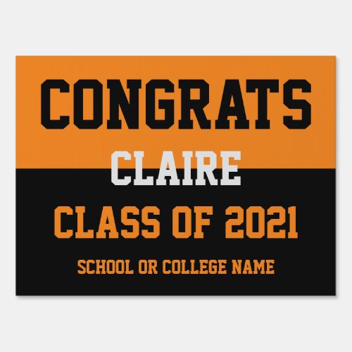 Orange  Black Minimalist Graduation Sign