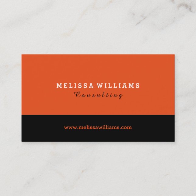 Orange & Black Modern Minimalistic Design Business Card (Front)