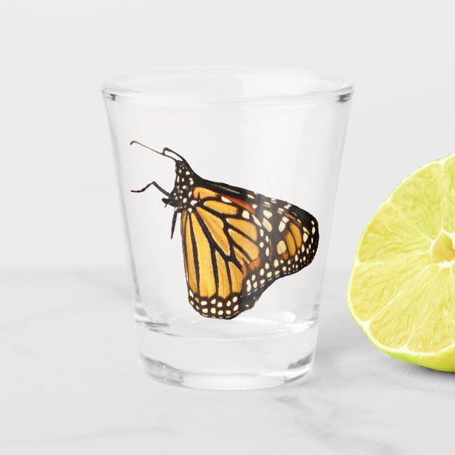 Orange Black Monarch Butterfly Shot Glass